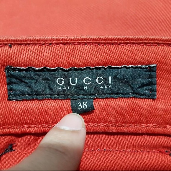 Gucci Logo GG Monogram Badge red Jeans - Picture 5 of 14